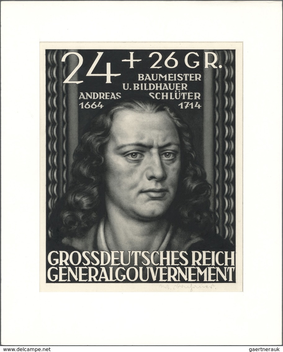 19430 Dt. Besetzung II WK - Generalgouvernement: 1944. Künstlergemälde Für Die Marke "Andreas Schlüter, Ba - Occupation 1938-45