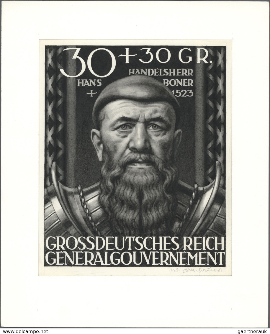 19431 Dt. Besetzung II WK - Generalgouvernement: 1944. Künstlergemälde Für Die Marke "Hans Boner, Handelsh - Occupation 1938-45