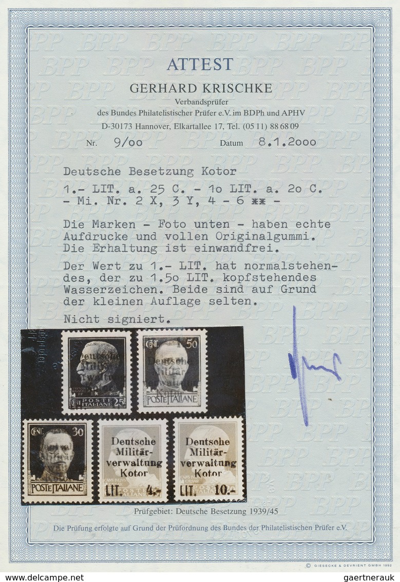 19443 Dt. Besetzung II WK - Kotor: 1944, 0.50 Lit. - 10 Lit., Postfrischer Satz Mit Nr. 2X Und 3 Y In Einw - Occupation 1938-45