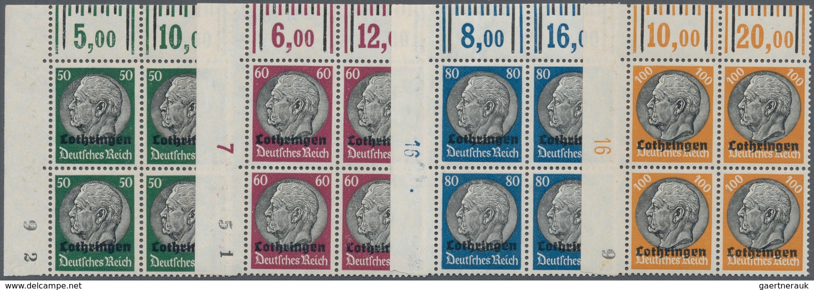19468 Dt. Besetzung II WK - Lothringen: 1940, Hindenburg Mit Aufdruck, Kompletter Satz Im Obereckrandviere - Occupation 1938-45