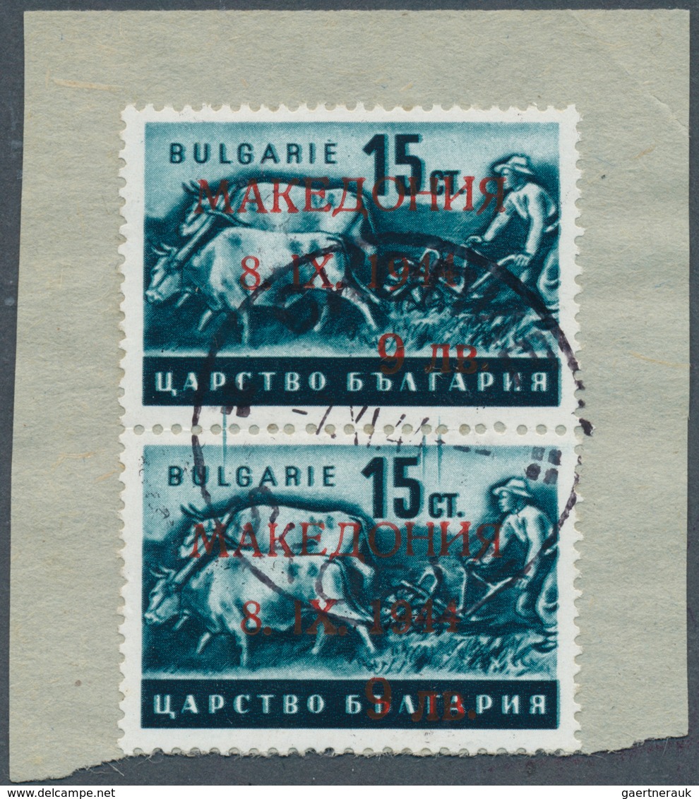 19475 Dt. Besetzung II WK - Mazedonien: 1944, Freimarken 15 CT. Von Bulgarien Im Senkrechten Paar Mit Aufd - Besetzungen 1938-45