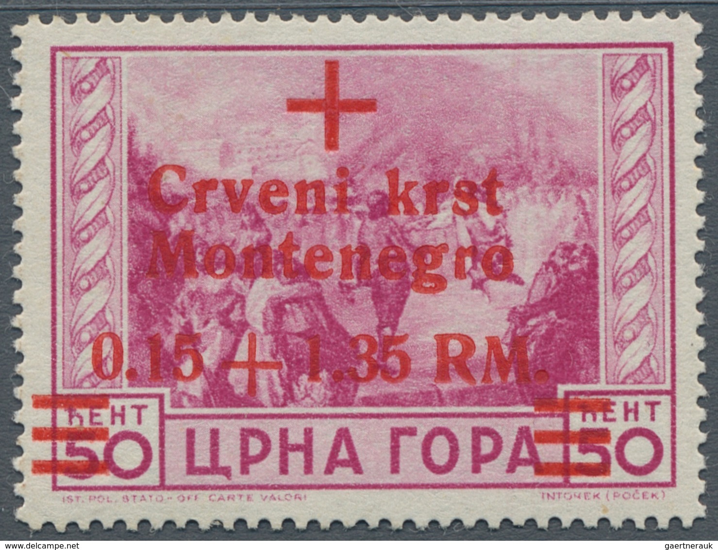 19489 Dt. Besetzung II WK - Montenegro: 1944, Deutsche Besetzung Montenegro, Drei Marken Mit Dem Aufdruckf - Occupation 1938-45