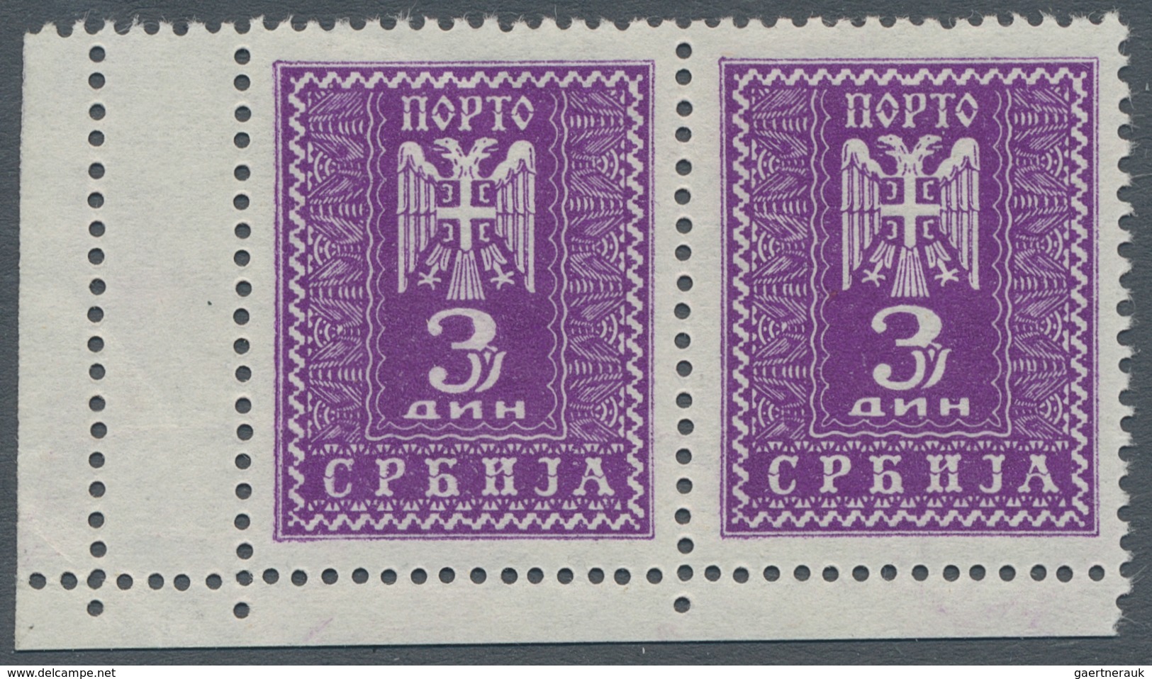 19500 Dt. Besetzung II WK - Serbien: 1943, Deutsche Besetzung Serbien, Drei Postfrische Portomarken Mit An - Occupation 1938-45