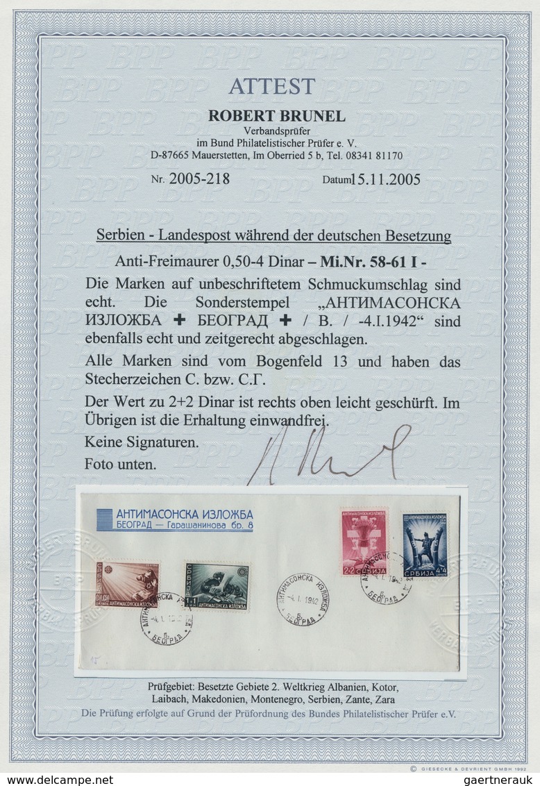 19511 Dt. Besetzung II WK - Serbien: 1942, Deutsche Besetzung Serbien, Anti-Freimaurer-Ausstellung Komplet - Occupation 1938-45