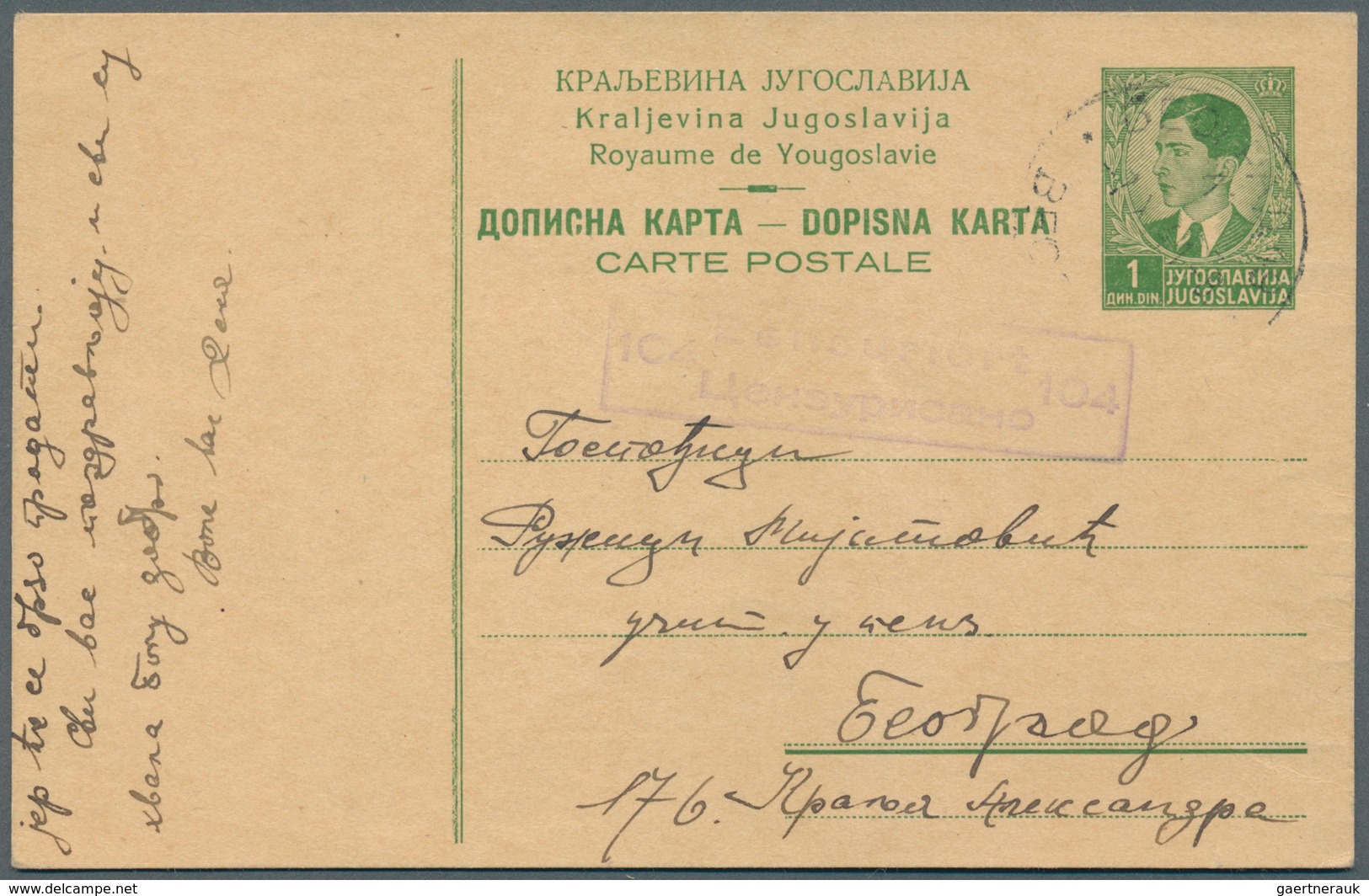19522 Dt. Besetzung II WK - Serbien - Ganzsachen: 1941: VORLÄUFER - Postkarte Jugoslawien 1 Din. Bedarfsge - Occupation 1938-45