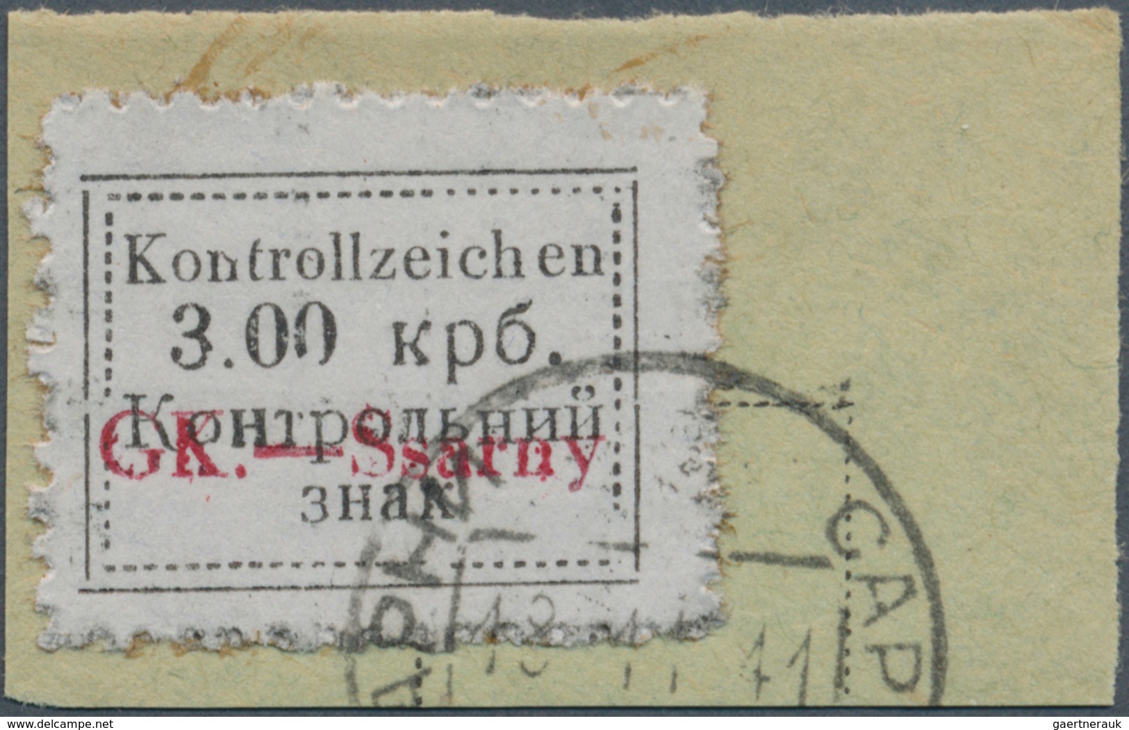 19526 Dt. Besetzung II WK - Ukraine - Sarny: 1941, 3 Krb. Mit Rotem Aufdruck, Gestempelt Auf Kleinem Brief - Occupation 1938-45