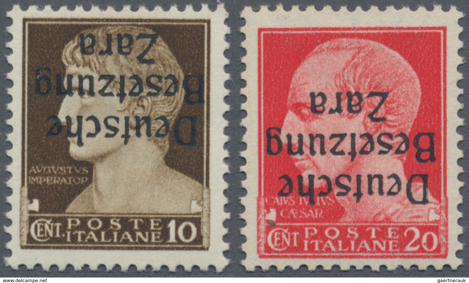 19531 Dt. Besetzung II WK - Zara: 1943, 10 C. Und 20 C. Freimarken Mit Kopfstehendem Aufdruck, Postfrisch, - Occupation 1938-45