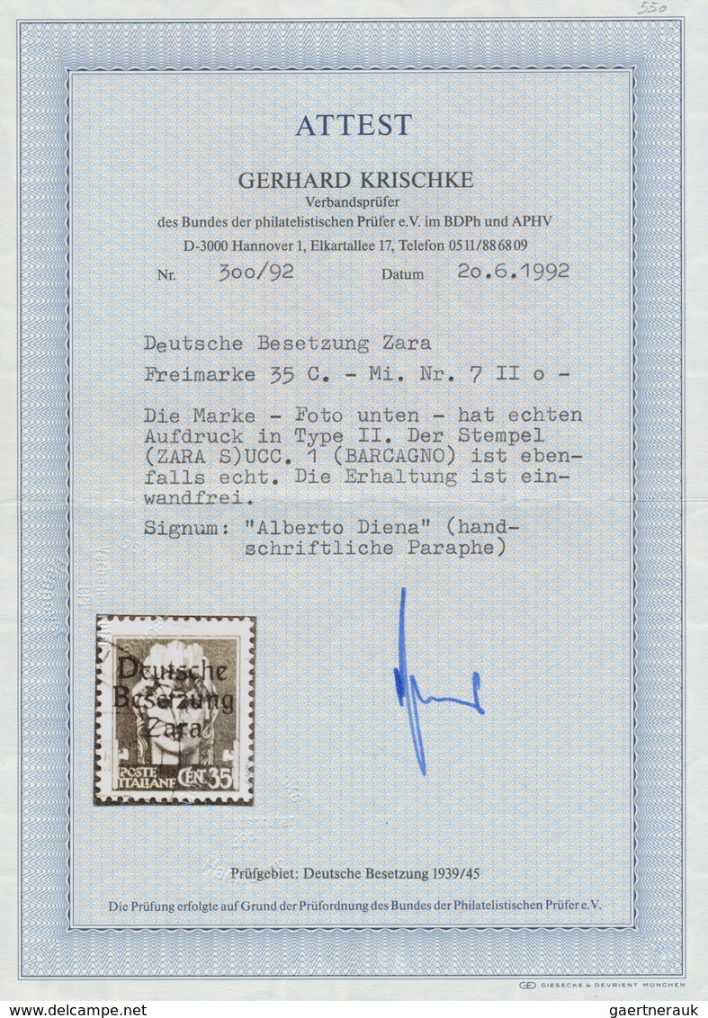 19532 Dt. Besetzung II WK - Zara: 1943, 10 C. Freimarke Schwärzlichbraun Mit Kopfstehendem Aufdruck In Typ - Occupation 1938-45