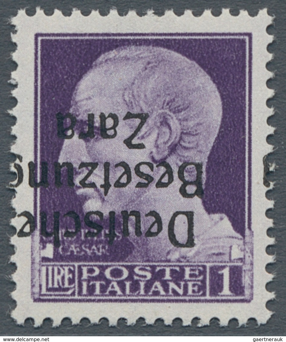 19538 Dt. Besetzung II WK - Zara: 1943, "1 L. Schwarzgrauviolett Mit Kopfstehendem Aufdruck", Tadellos Pos - Occupation 1938-45