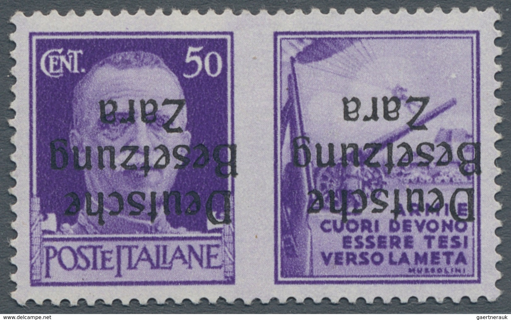 19551 Dt. Besetzung II WK - Zara: 1943, "50 C. Artillerie Mit Kopfstehendem Aufdruck", Tadellos Postfrisch - Occupation 1938-45