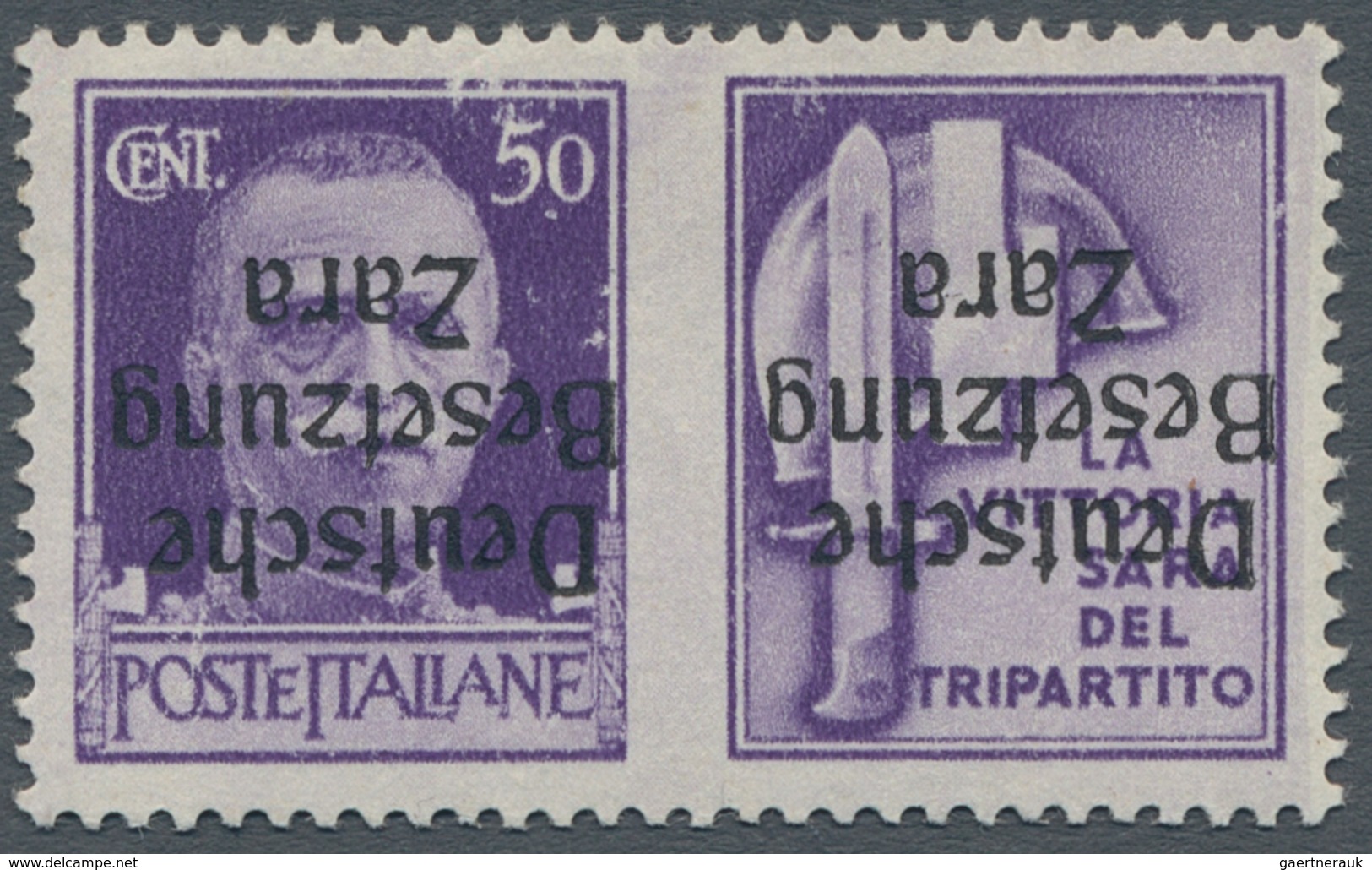 19551 Dt. Besetzung II WK - Zara: 1943, "50 C. Artillerie Mit Kopfstehendem Aufdruck", Tadellos Postfrisch - Occupation 1938-45