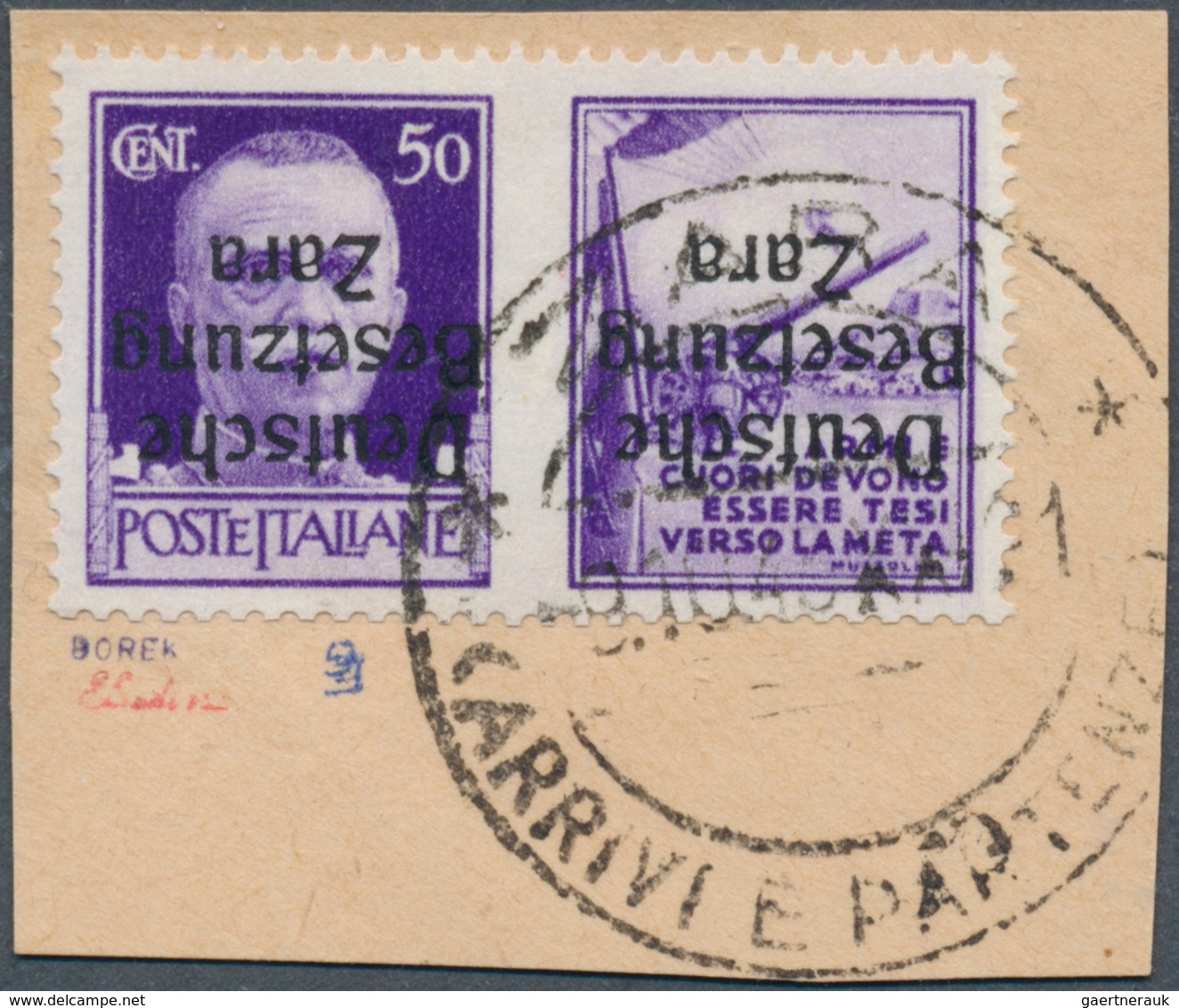 19552 Dt. Besetzung II WK - Zara: 1943, "50 C. Artillerie Mit Kopfstehendem Aufdruck", Tadellos Gestempelt - Occupation 1938-45