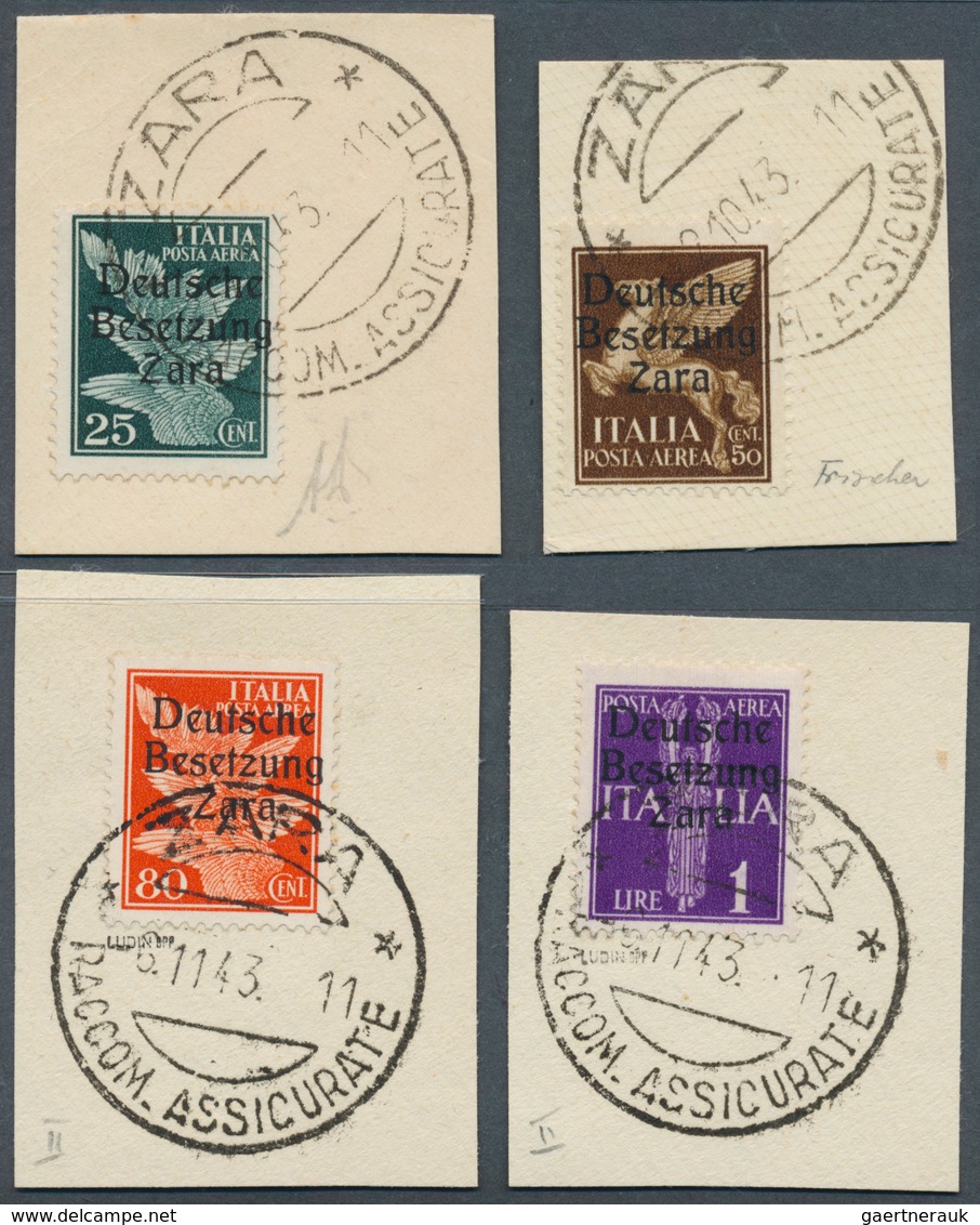 19558 Dt. Besetzung II WK - Zara: 1943, Flugpostmarken Mit Aufdruck 25 C., 50 C., 80 C. Und 1 Lire In Type - Occupation 1938-45