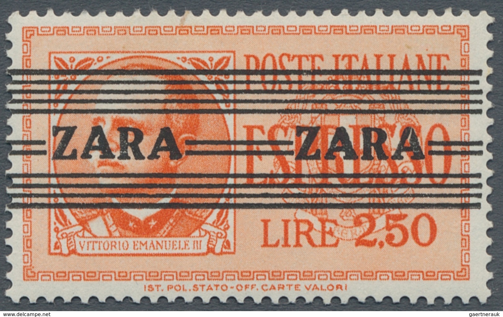 19565 Dt. Besetzung II WK - Zara: 1943, "2,50 L. Rotorange Mit Aufdruck In Type II Und PLF II", Tadellos P - Occupation 1938-45