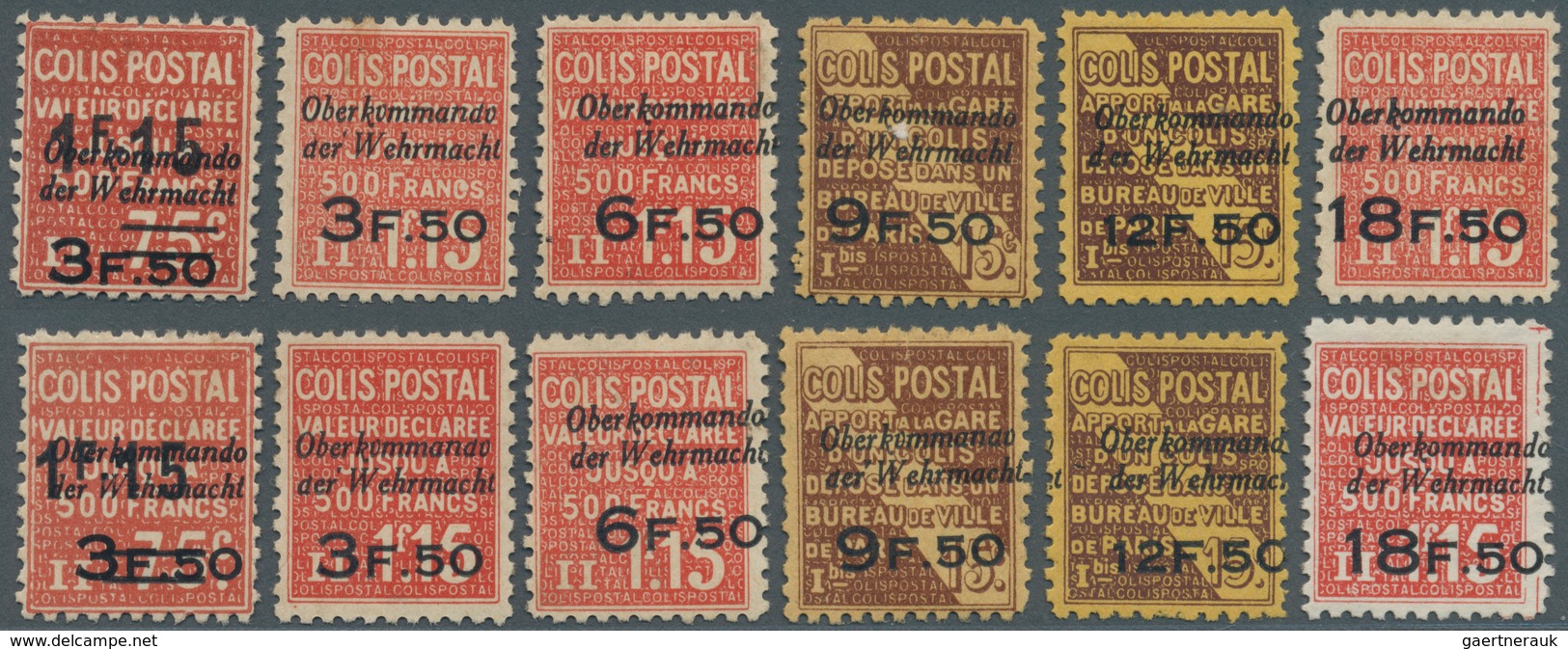 19576 Dt. Besetzung II WK - Besonderheiten: 1940 Ca., Dt.Besetzung Frankreich: Französische Postpaketmarke - Besetzungen 1938-45