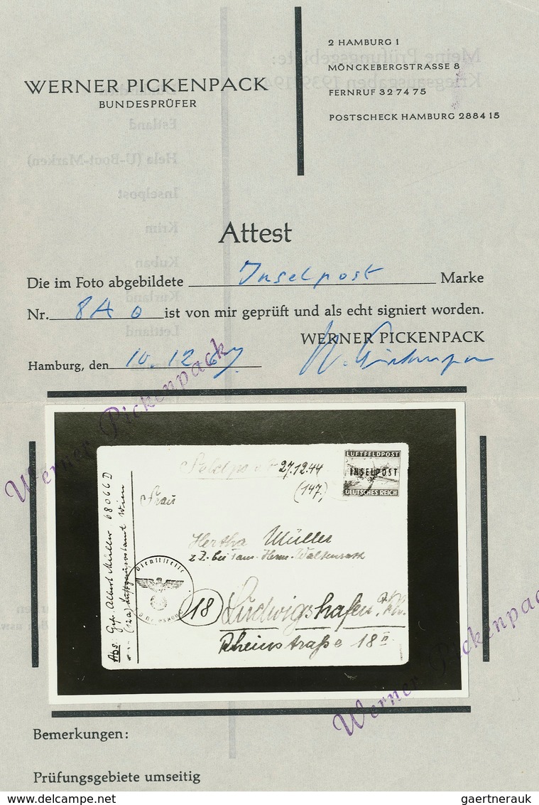 19579 Feldpostmarken: 1944, Insel Rhodos, Die Gezähnte Luftfeldpostzulassungsmarke Mit Schwarzem Lokalaufd - Other & Unclassified