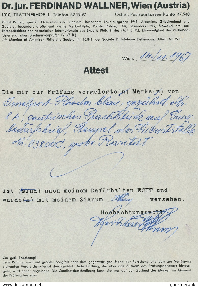 19579 Feldpostmarken: 1944, Insel Rhodos, Die Gezähnte Luftfeldpostzulassungsmarke Mit Schwarzem Lokalaufd - Other & Unclassified