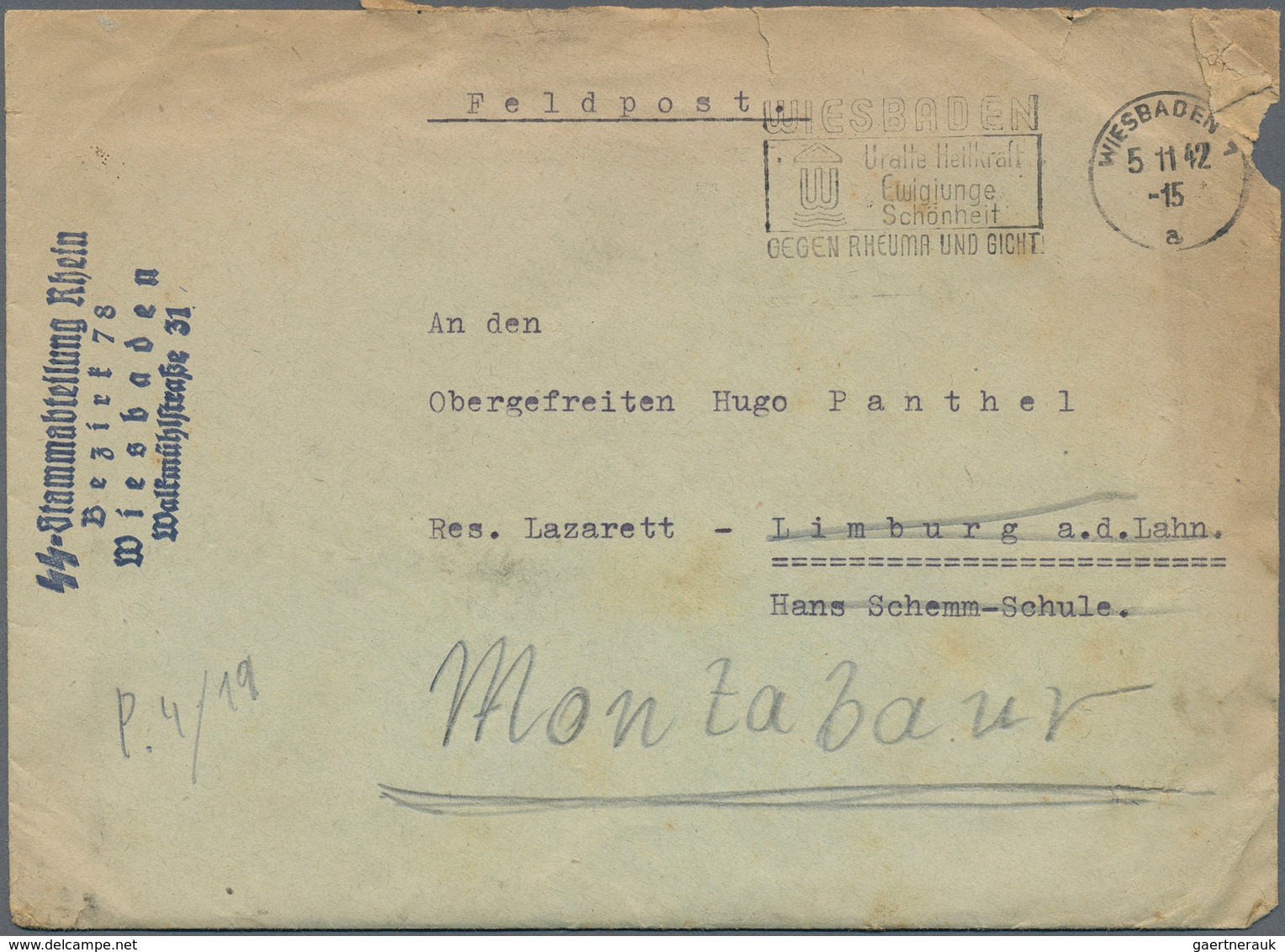 19609 Feldpost 2. Weltkrieg: 1940/1942, SS-Feldpost-Ansichtskarte Mit Nachgebühr Aus Dachau Via Kreuth/Teg - Other & Unclassified