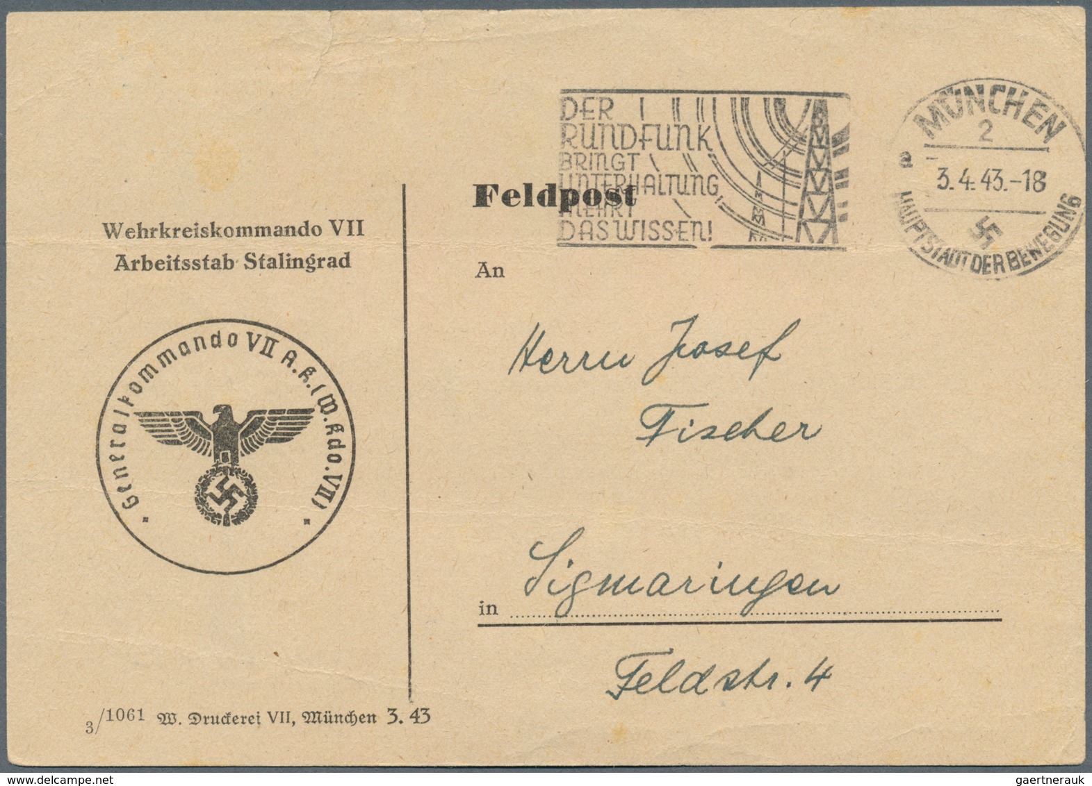 19620 Feldpost 2. Weltkrieg: 1943, Drei Dienstliche FP-Belege (2 + Vordruckkarte, 1x Brief Mit Inhalt, Ein - Other & Unclassified