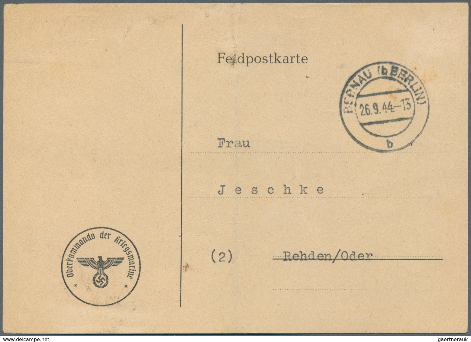 19626 Feldpost 2. Weltkrieg: 1944, ST. NAZAIRE. Funknachrichtenkarte Des Oberkommandos Der Kriegsmarine. P - Other & Unclassified