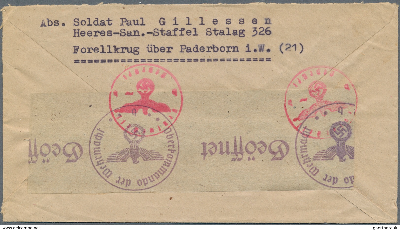 19631 Feldpost 2. Weltkrieg: 1945 (20.1.), Gebührenfreier FP-Brief (mit Brieftext) Mit Stempel PADERBORN ( - Other & Unclassified