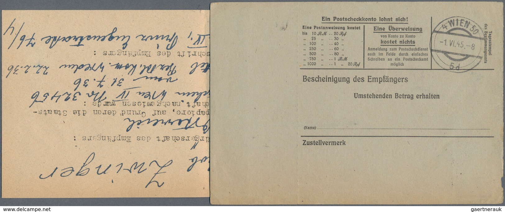 19637 Feldpost 2. Weltkrieg: 1945 (11.3.), Frankierte FP-Anweisung (Mittelstück Mit Anhängendem Empfängera - Other & Unclassified