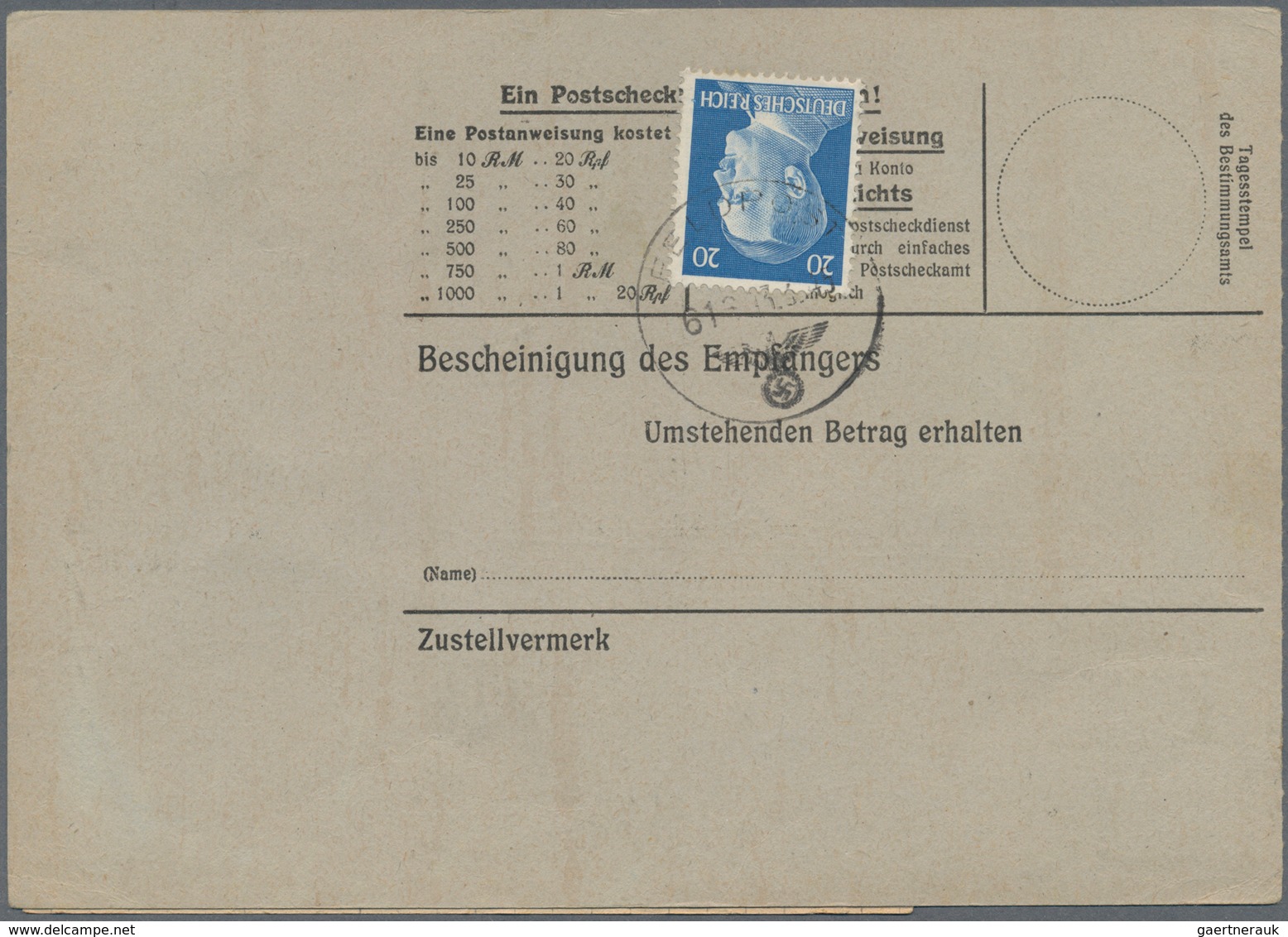 19638 Feldpost 2. Weltkrieg: 1945 (13.3.), Frankierte FP-Anweisung (Mittelstück Mit Anhängendem Empfängera - Other & Unclassified