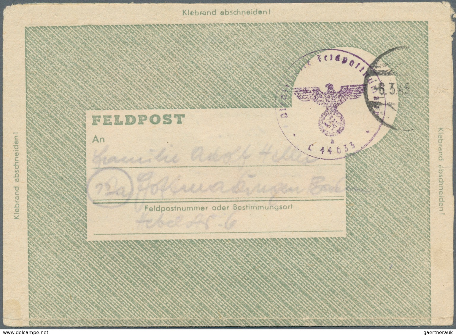 19641 Feldpost 2. Weltkrieg: 1945, Drei Feldpostbriefe (Febr./März 1945) Aus Dem Ostpreussen.Kessel Mit No - Other & Unclassified