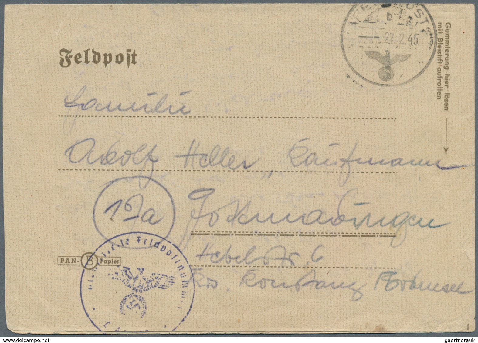 19641 Feldpost 2. Weltkrieg: 1945, Drei Feldpostbriefe (Febr./März 1945) Aus Dem Ostpreussen.Kessel Mit No - Other & Unclassified