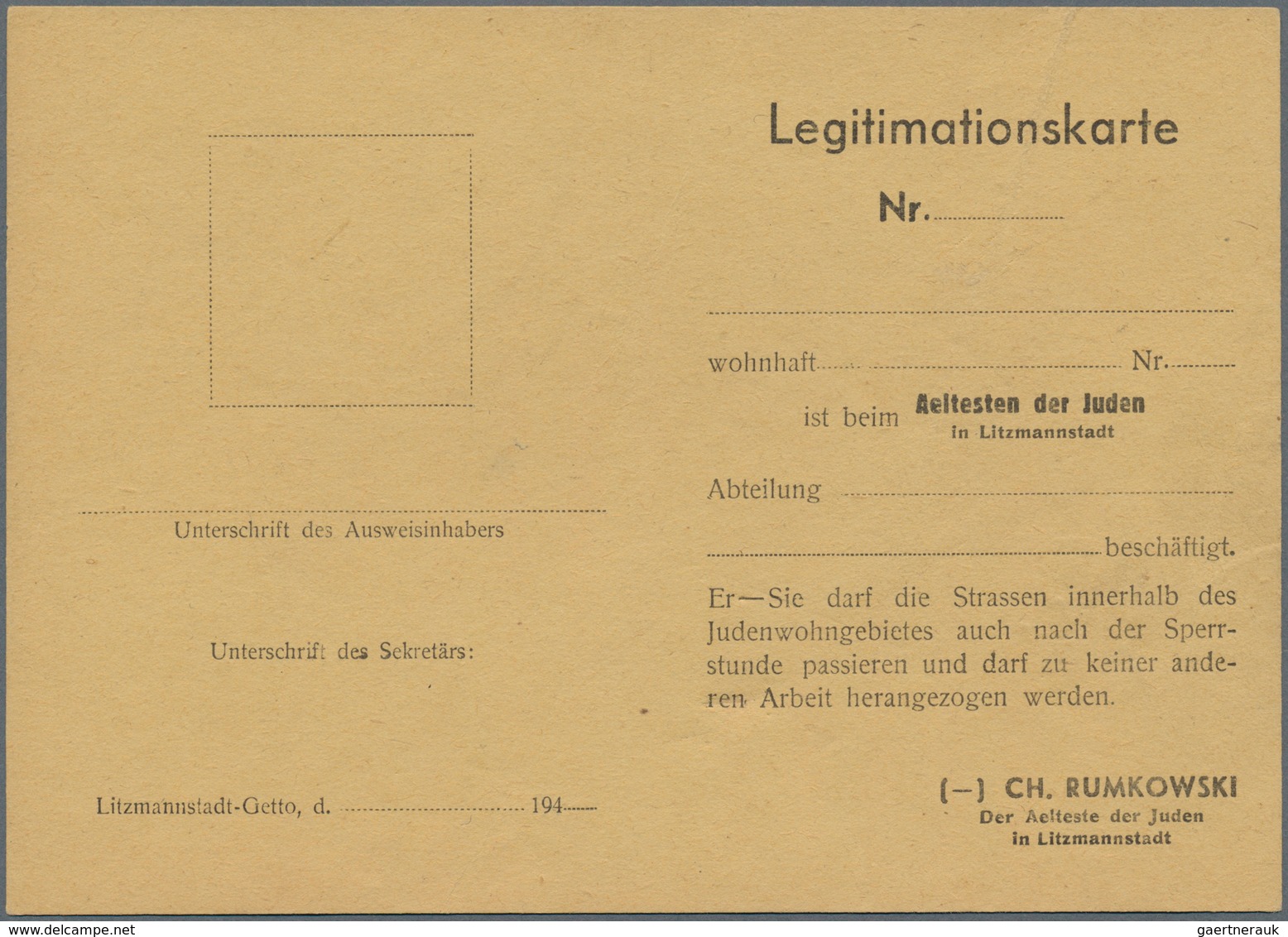 19669 Ghetto-Post: 1944 Ca., LITZMANNSTADT, Konvolut Mit 3 Ungebrauchten Formularen, Dabei Eine Bescheinig - Other & Unclassified