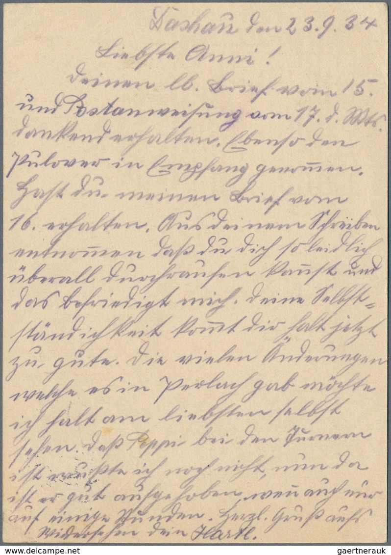 19671 KZ-Post: 1934 (26.9.), 6 Pfg. "Reichsparteitag 1934 Nürnberg" Mit Stempel DACHAU 2 Auf Beigefarbener - Briefe U. Dokumente