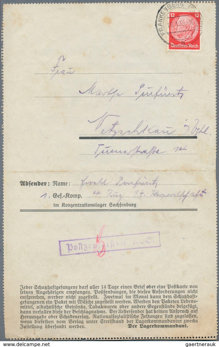 19674 KZ-Post: 1936, (18.1.), 12 Pfg. Hindenburg Mit Stempel Frankenberg (Sachs.) Auf Vordruck-Faltbrief ( - Covers & Documents