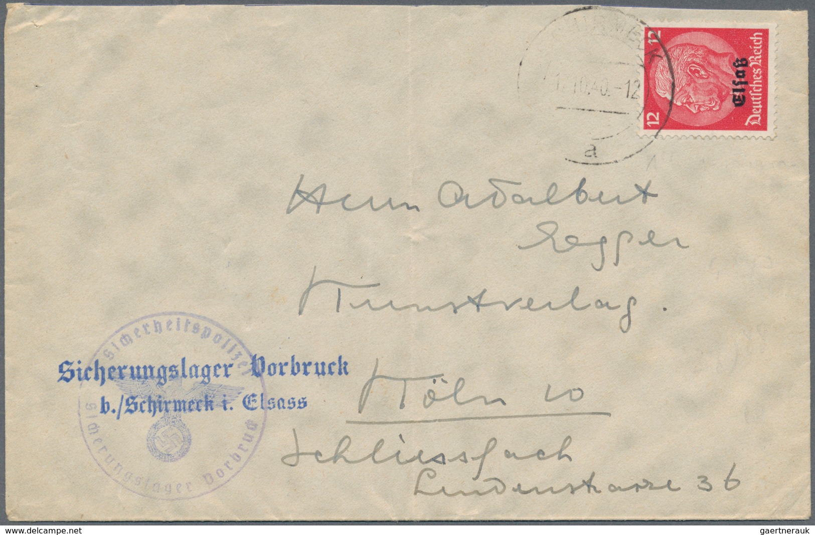 19679 KZ-Post: Sicherungslager Vorbruck: 1940, "Sicherheitspolizei Sicherungslager Vorbruck", Briefstempel - Covers & Documents