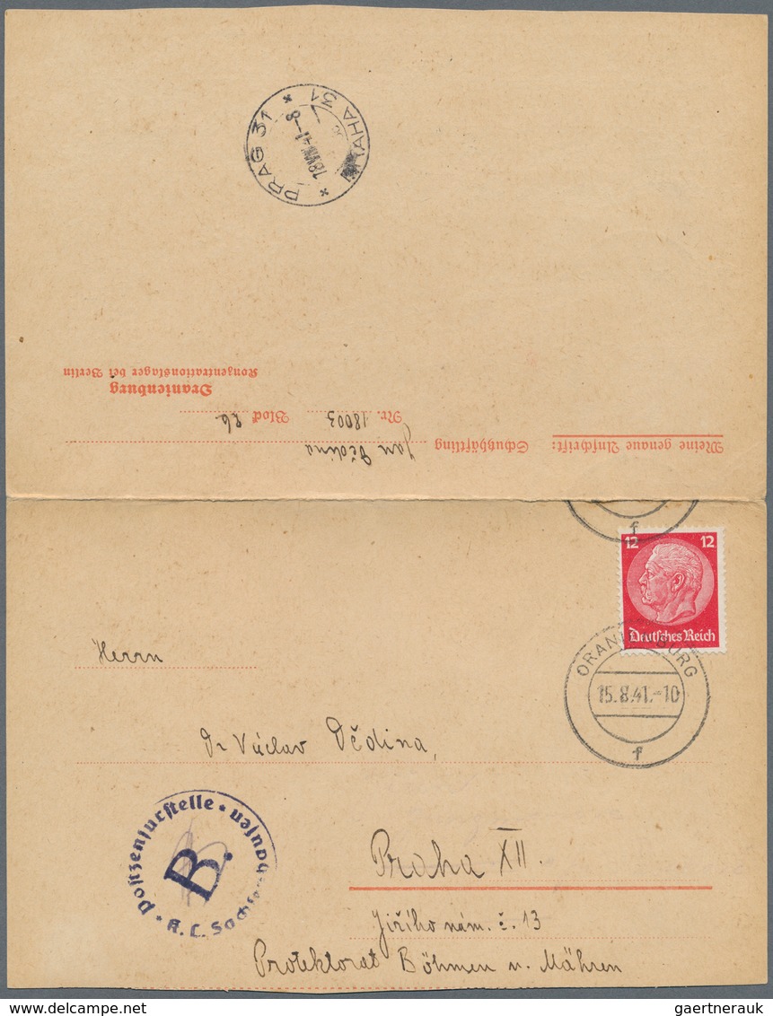 19683 KZ-Post: 1941 (15.8.), 12 Pfg. Hindenburg Mit Stempel ORANIENBURG Auf Vordruck-Faltbrief Eines Schut - Briefe U. Dokumente