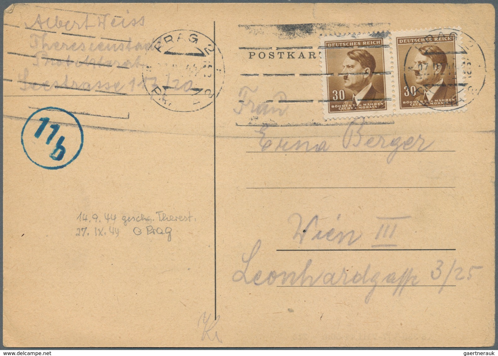 19687 KZ-Post: 1943/1944, THERESIENSTADT. Lot Mit 12 Postbelegen Von Und Nach Dort. Ordentliche Erhaltunge - Covers & Documents