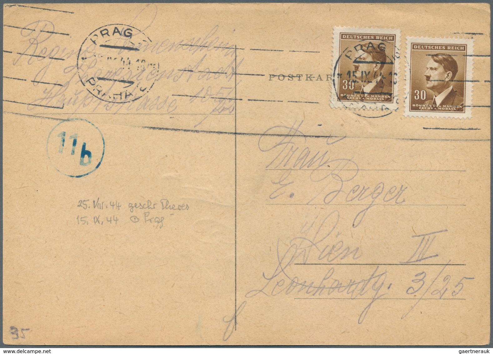 19687 KZ-Post: 1943/1944, THERESIENSTADT. Lot mit 12 Postbelegen von und nach dort. Ordentliche Erhaltunge