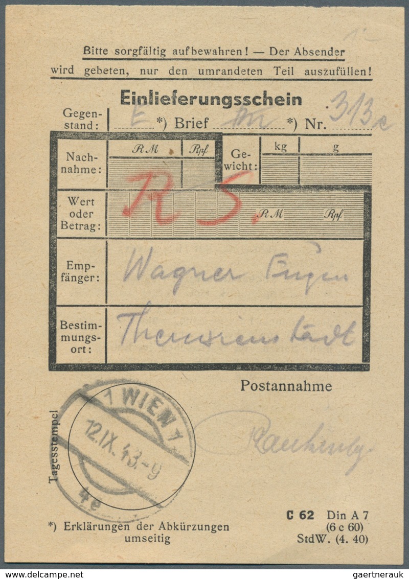 19687 KZ-Post: 1943/1944, THERESIENSTADT. Lot mit 12 Postbelegen von und nach dort. Ordentliche Erhaltunge