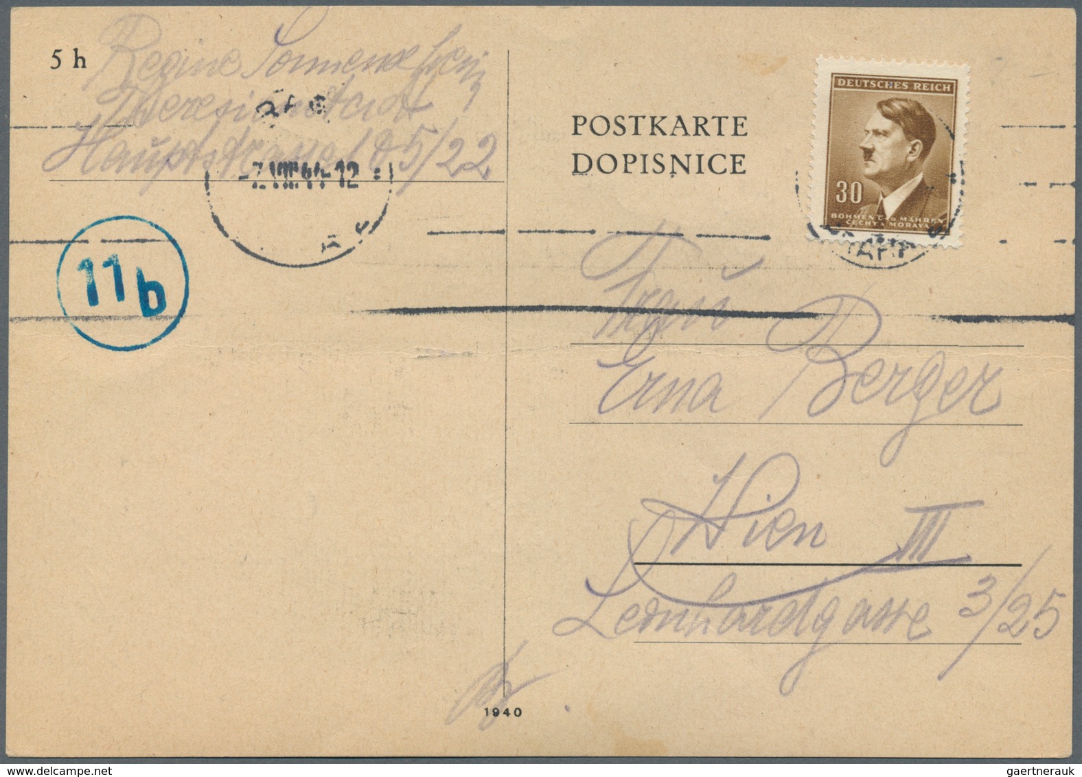 19687 KZ-Post: 1943/1944, THERESIENSTADT. Lot mit 12 Postbelegen von und nach dort. Ordentliche Erhaltunge