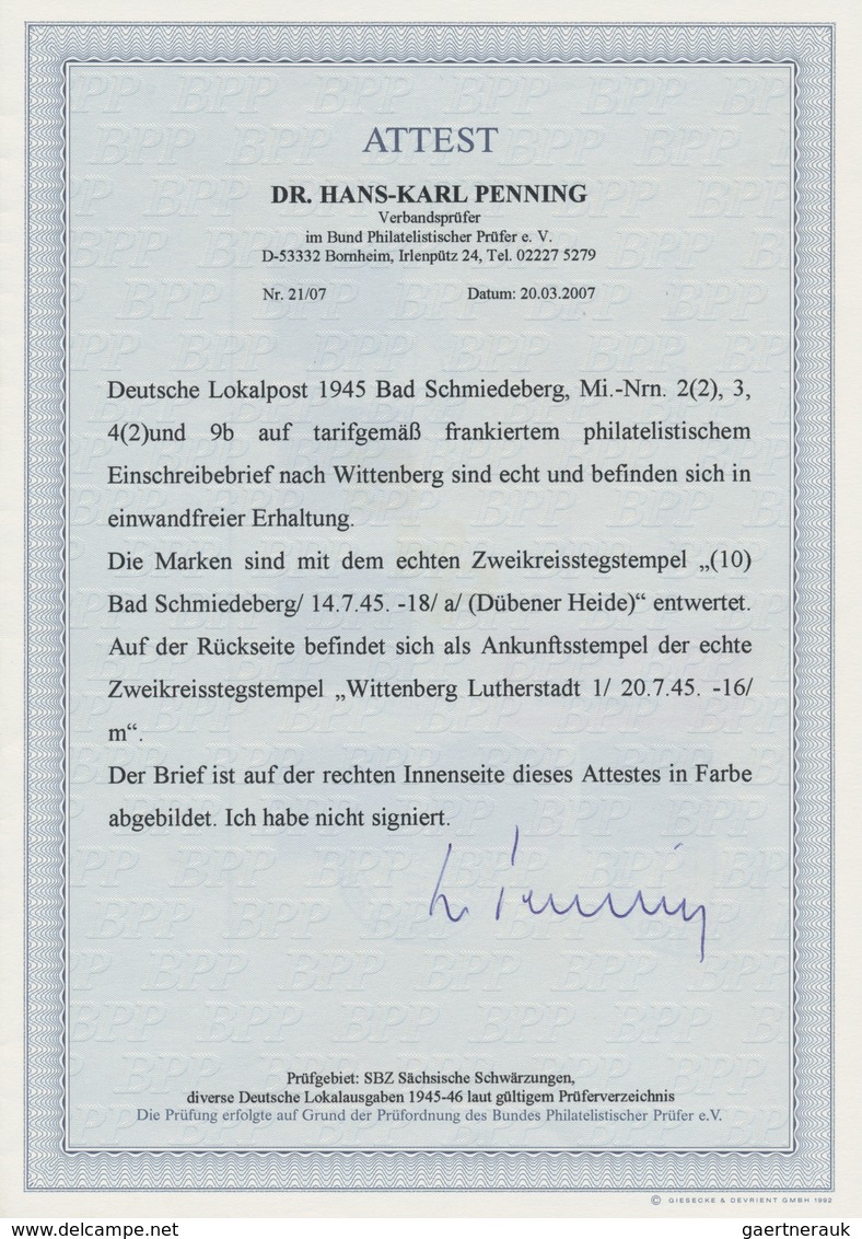 19703 Deutsche Lokalausgaben Ab 1945: 1945: BAD SCHMIEDEBERG (LEIPZIG), 4 Und 6 Pfg (je 2x) Sowie 5 Und 20 - Sonstige & Ohne Zuordnung