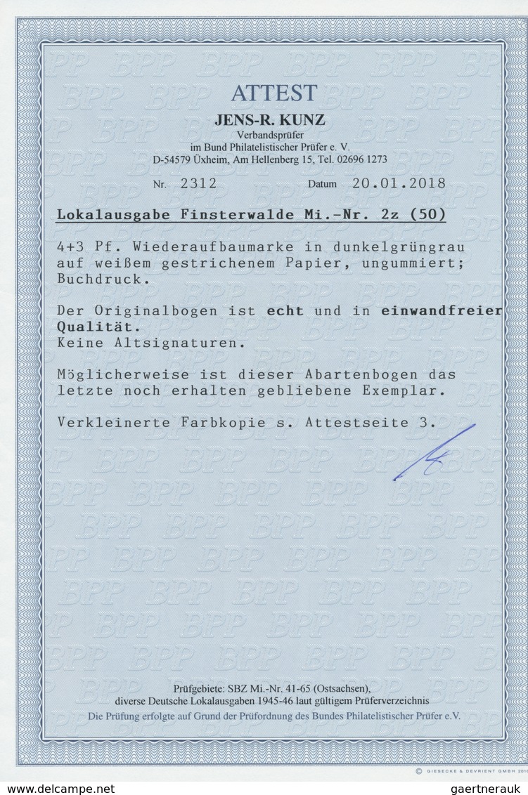 19707 Deutsche Lokalausgaben Ab 1945: 1945: FINSTERWALDE, 4 Pfg Dunkelgrüngrau Auf Weißem Gestrichenem Pap - Sonstige & Ohne Zuordnung