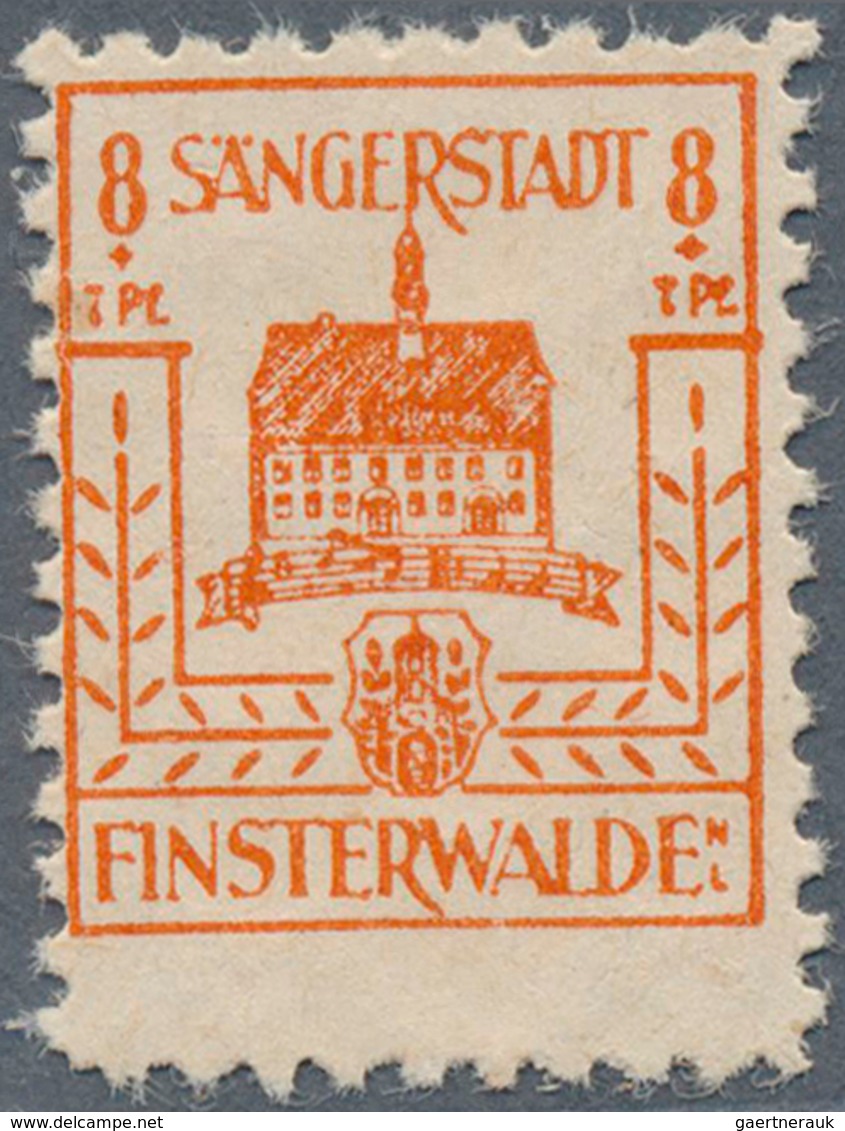 19709 Deutsche Lokalausgaben Ab 1945: FINSTERWALDE, 1945: Wiederaufbau 8 Pf + 7 Pf, Gelblichrot Mit Amtlic - Other & Unclassified