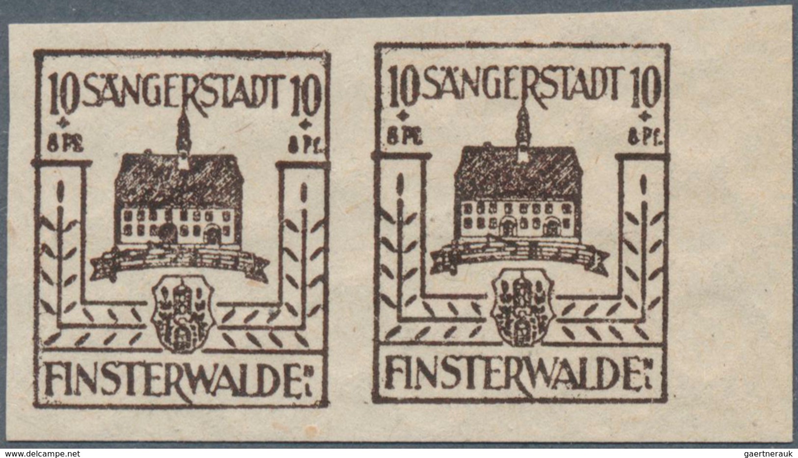 19712 Deutsche Lokalausgaben Ab 1945: FINSTERWALDE, 1945: Wiederaufbau 10 Pf + 8 Pf, Schwarzviolettbraun I - Other & Unclassified