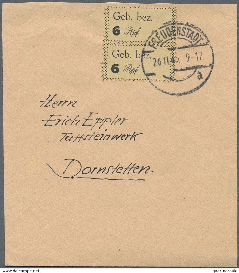 19715 Deutsche Lokalausgaben Ab 1945: 1945: FREUDENSTADT, 6 Pfg Im Senkrechten Paar Auf Sauberem,größerem - Other & Unclassified