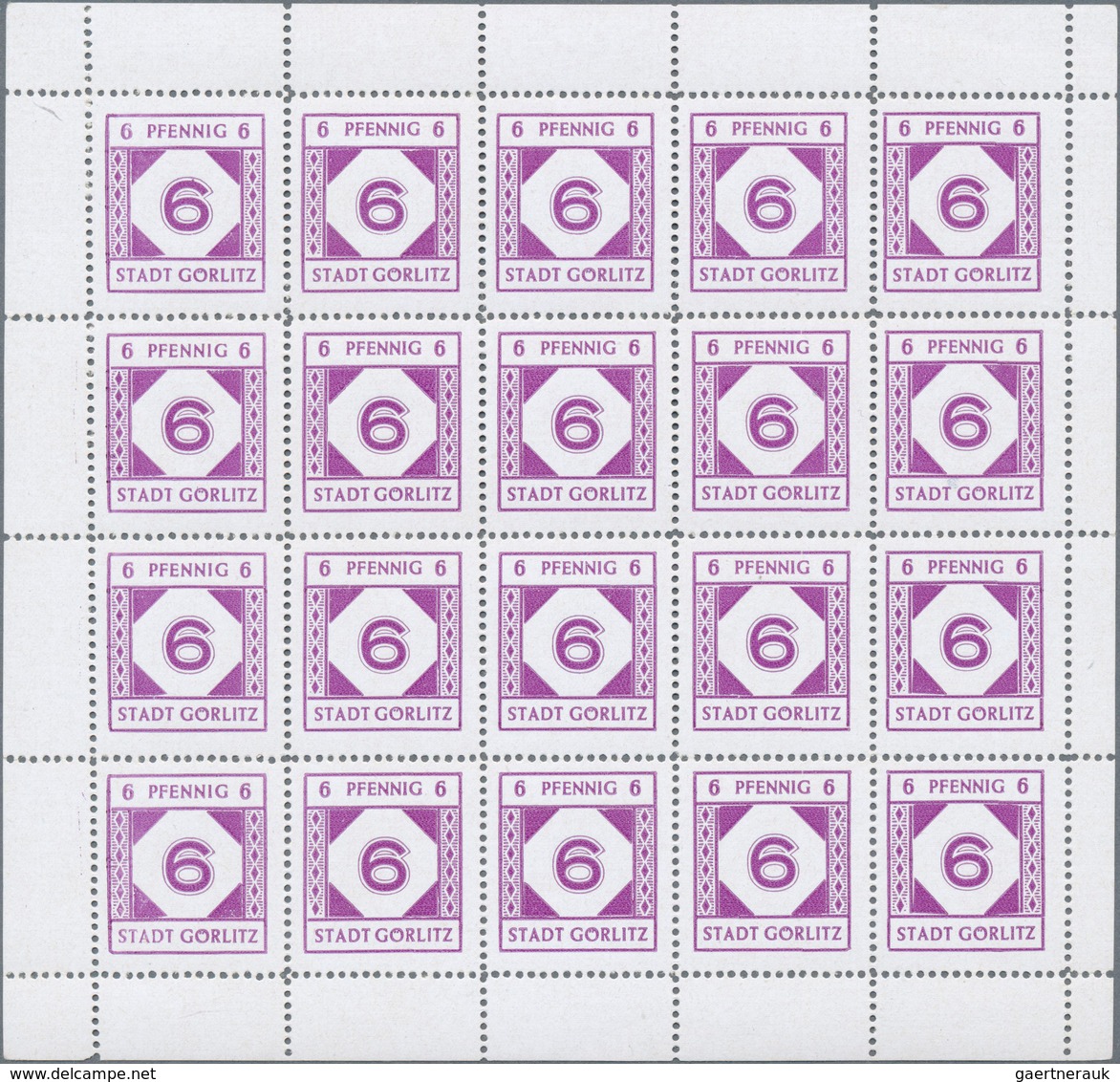 19716 Deutsche Lokalausgaben Ab 1945: Görlitz, 1945: Freimarken 6 Pf Ziffer Rotviolett Auf Weißem, Gestric - Sonstige & Ohne Zuordnung