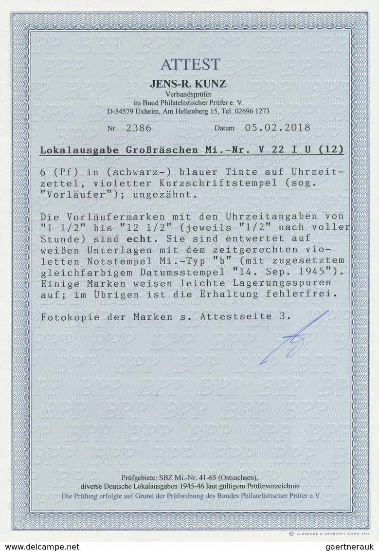 19723 Deutsche Lokalausgaben Ab 1945: 1945: GROSSRÄSCHEN, Vorläufer 6 Pfg "Uhrzeit" Ungezähnt Mit Den Uhrz - Other & Unclassified