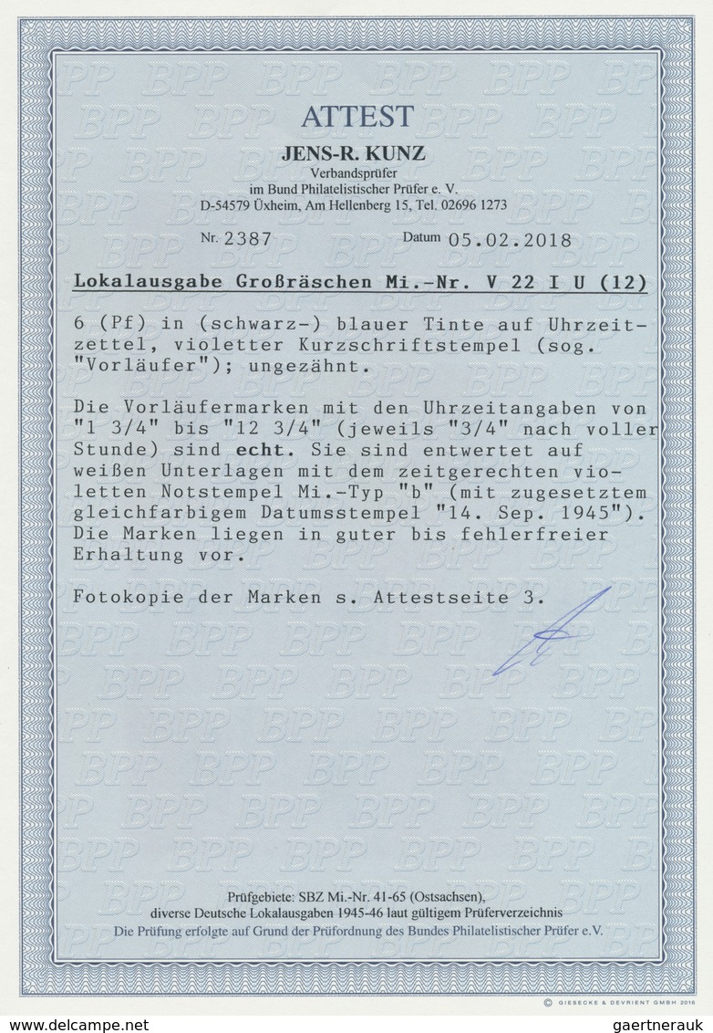 19724 Deutsche Lokalausgaben Ab 1945: 1945: GROSSRÄSCHEN, Vorläufer 6 Pfg "Uhrzeit" Ungezähnt Mit Den Uhrz - Other & Unclassified