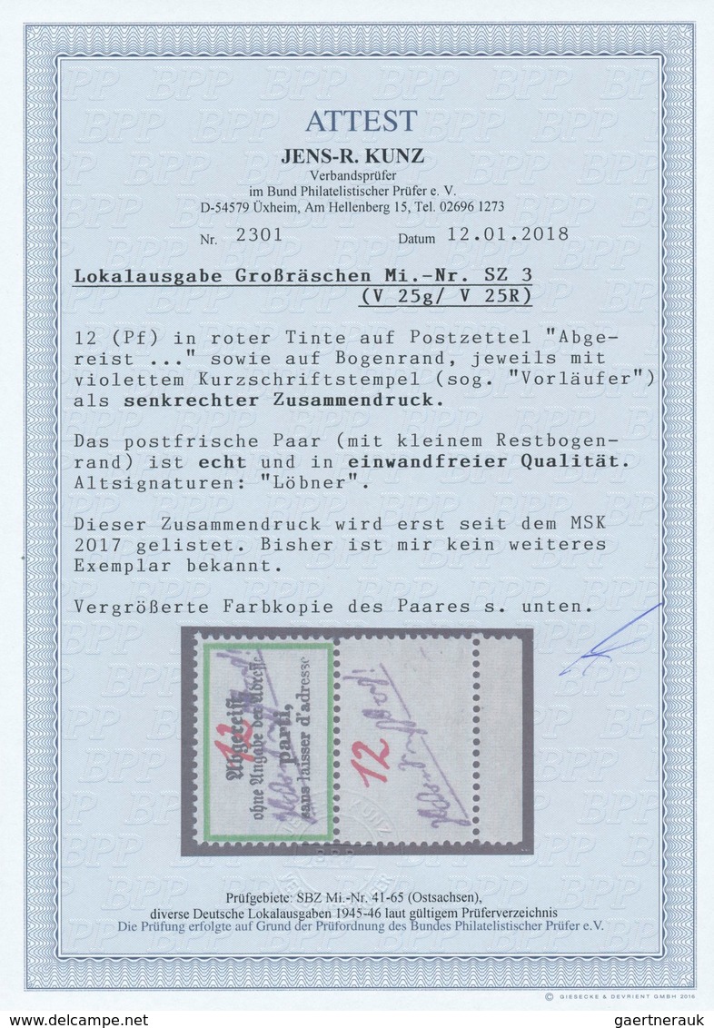 19725 Deutsche Lokalausgaben Ab 1945: GROßRÄSCHEN, 1945: 12 (Pf) In Roter Tinte Auf Postzettel "Abgereist. - Sonstige & Ohne Zuordnung