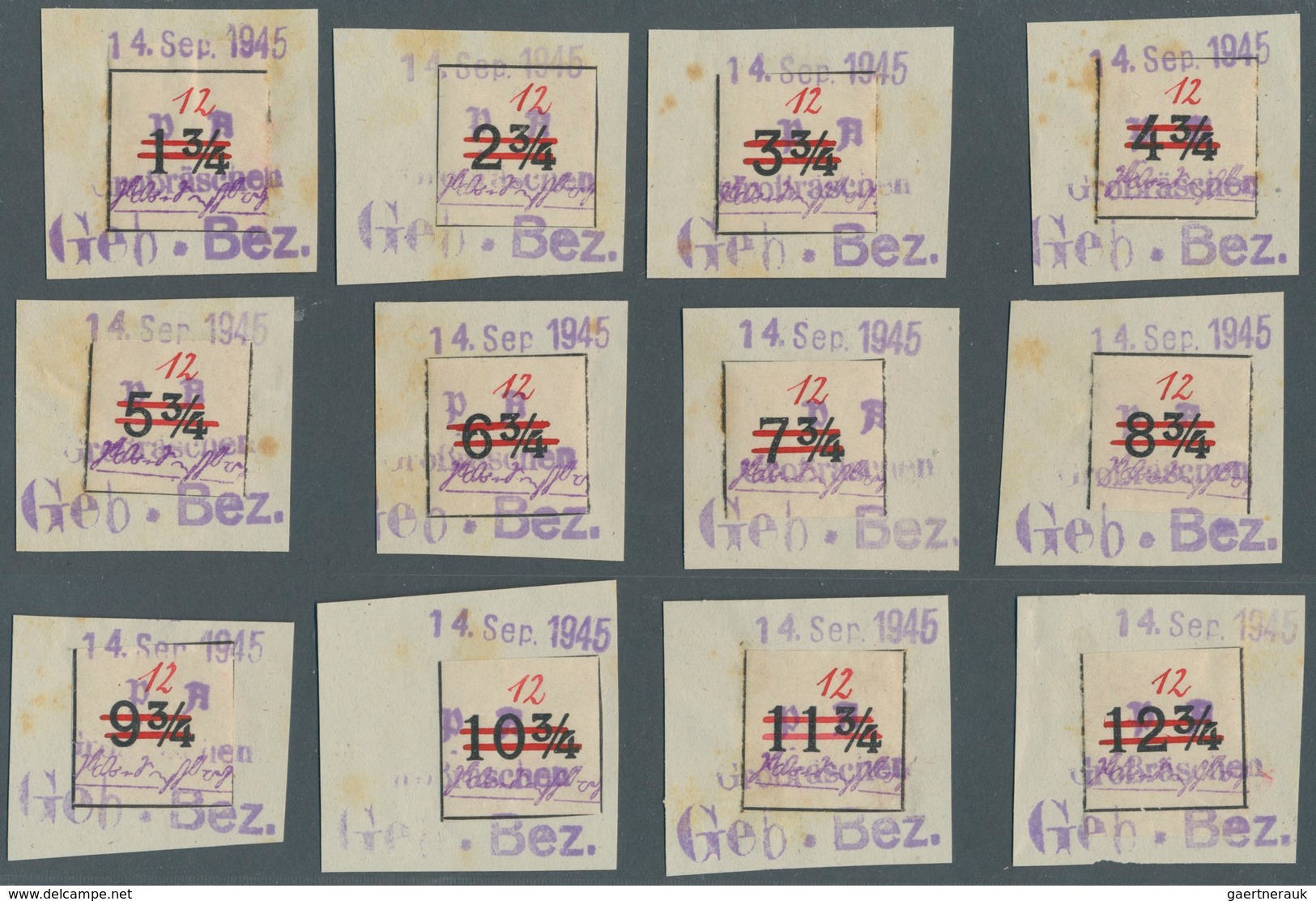 19727 Deutsche Lokalausgaben Ab 1945: 1945: GROSSRÄSCHEN, Vorläufer 12Pfg "Uhrzeit" Ungezähnt Mit Den Uhrz - Sonstige & Ohne Zuordnung