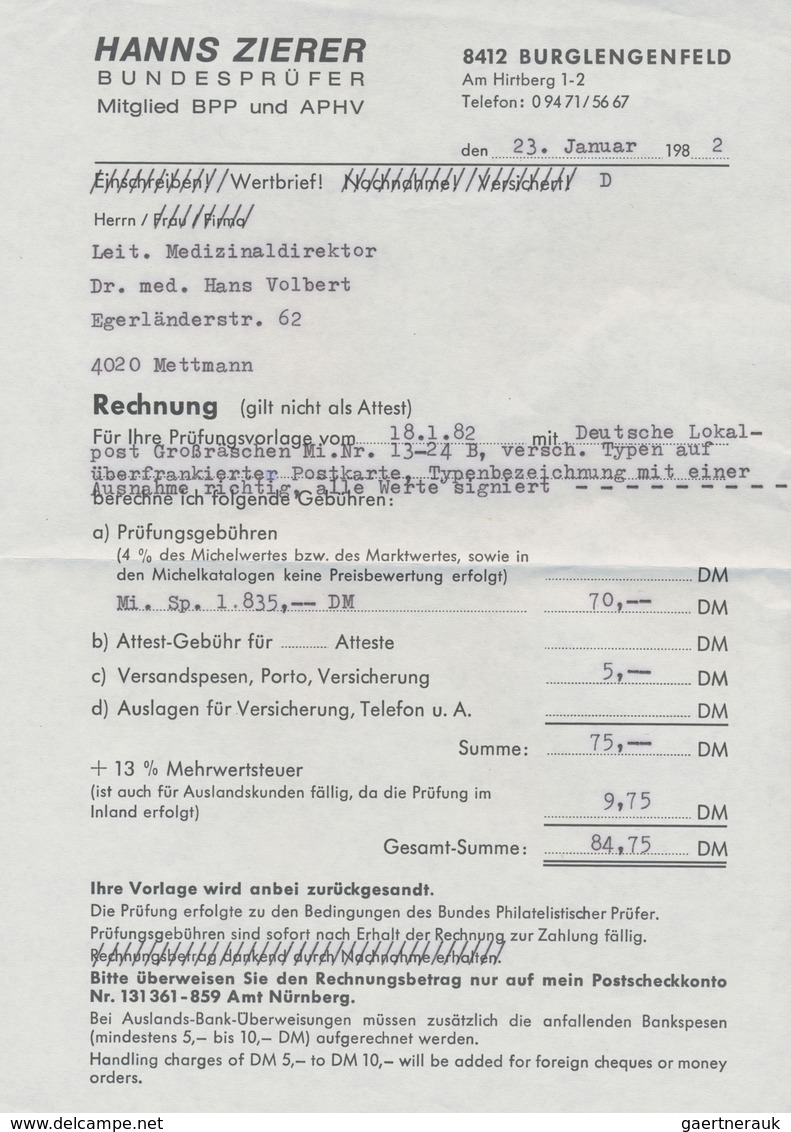 19731 Deutsche Lokalausgaben Ab 1945: 1945. GROSSRÄSCHEN. Kpl. Satz (12 Werte) Auf überfrankierter R-Postk - Other & Unclassified