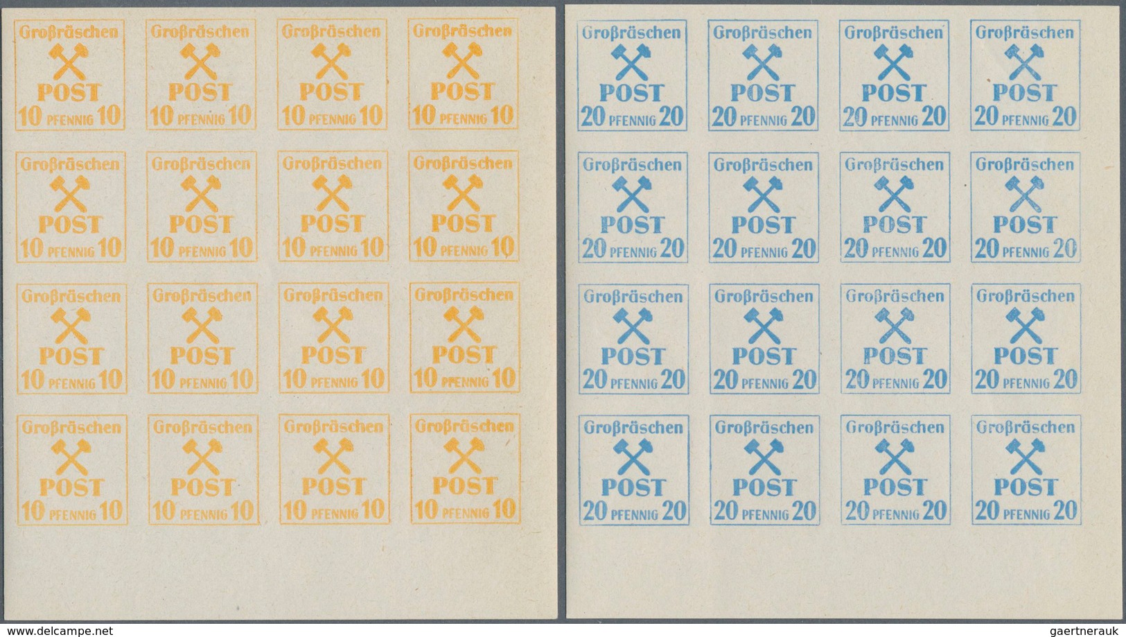 19733 Deutsche Lokalausgaben Ab 1945: GROßRÄSCHEN, 1945: Freimarken-Ausgabe 3 Pf - 5 Pf, 8 Pf - 10 Pf, 20 - Other & Unclassified